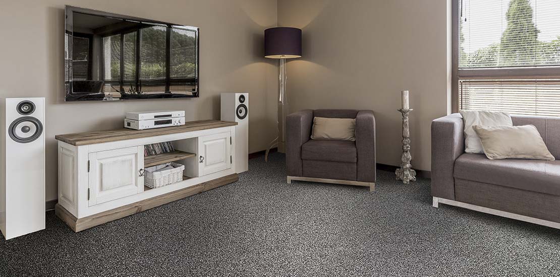 Dark grey carpet in a living room