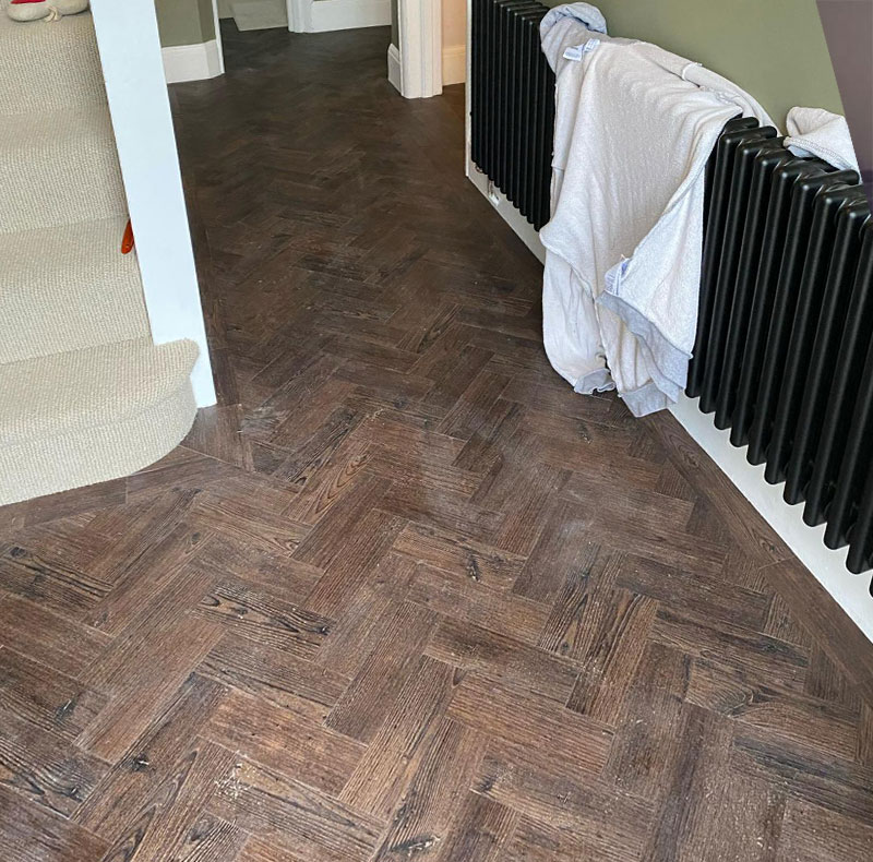 Installation of parquet wood flooring