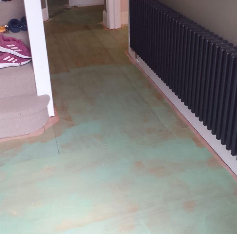 A step in installing a new floor