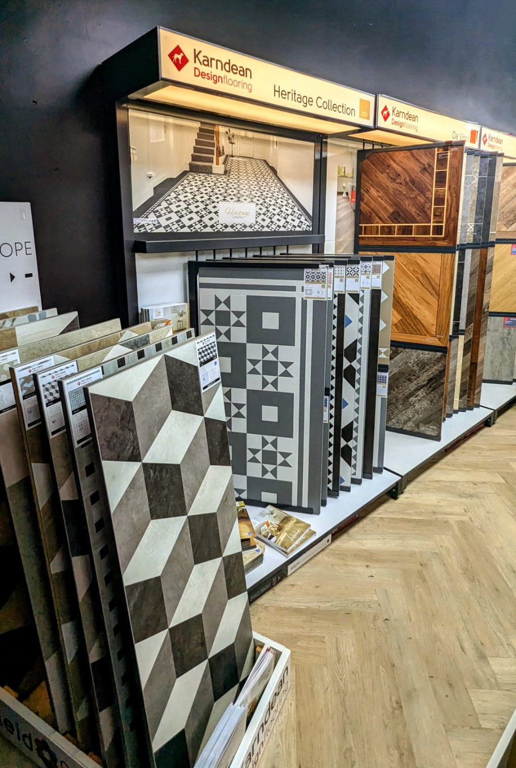 Image Floorings range of Karndean Heritage Collection LVT in their Essex showroom